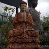Buddha Statue Hand-Carved Suar Wood 80cm