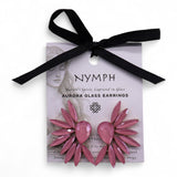 Soft Pink Vintage Glass Angel Wing Stud Earrings