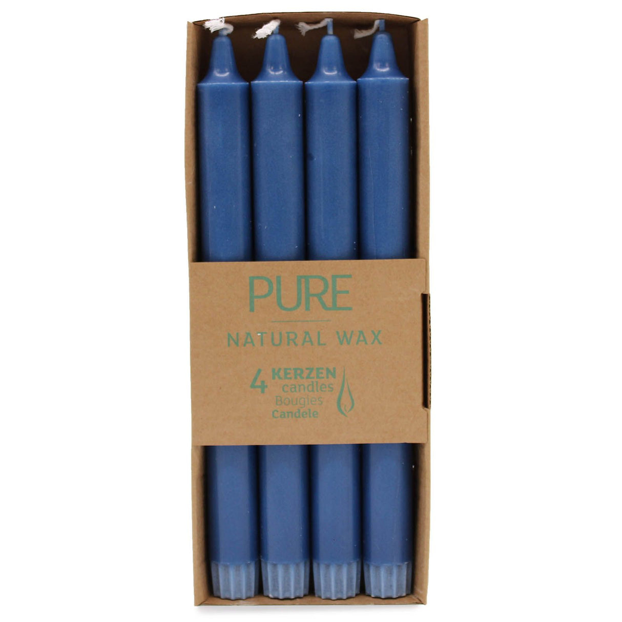 Velas de cena cónicas azules de cera natural 25 x 2,3