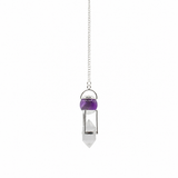 Sucher der Wahrheit – Doppel-Pendel mit Amethystkugel – Doppelendiger Bergkristall