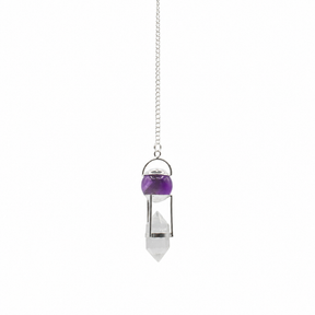 Sucher der Wahrheit – Doppel-Pendel mit Amethystkugel – Doppelendiger Bergkristall