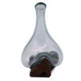 Molten Glass Vase on Reclaimed Wood Base 20cm