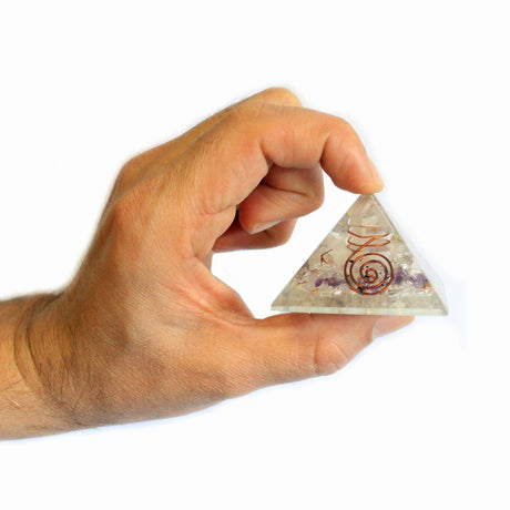 Orgonite Pyramid With Crystals and Copper, 55mm