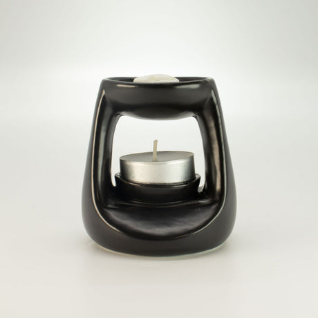 Quemador de Aceite Zen de Cerámica - Clásico Pequeño - Negro Mate