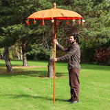 Handmade Balinese Orange Cotton Garden Parasol Umbrella 1.5m