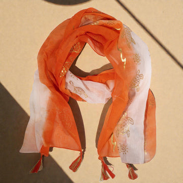 Nomad Sari Summer Turtle Print huivi – Koralli (180x50cm)  