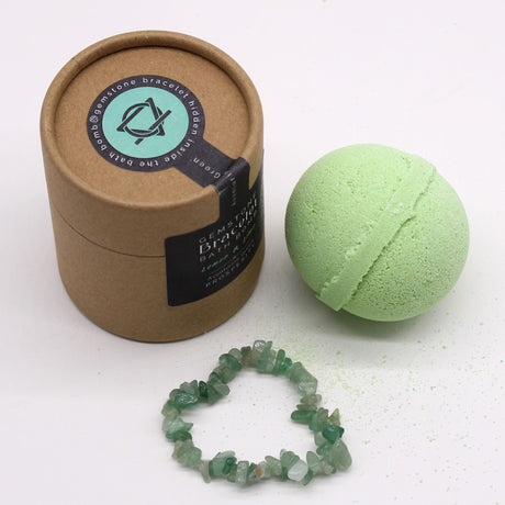 Bombe de bain avec bracelet en aventurine verte citron vert