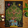 Cotton Wall Art (70x110cm) – Elephant & Tree of Life, Tapestries