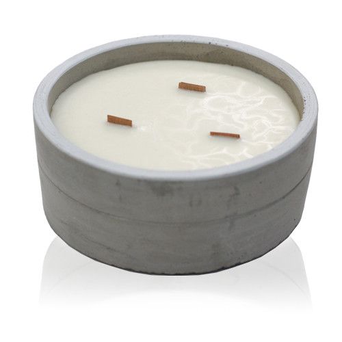 Scented Candle Vanilla Orange Wooden Wick Concrete Jar