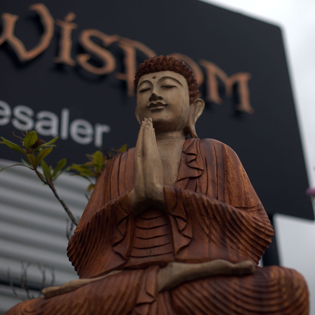 Buddha Statue Hand-Carved Suar Wood 80cm
