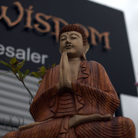 Buddha Statue Hand-Carved Suar Wood 80cm