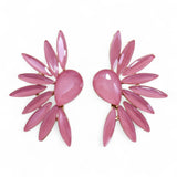 Soft Pink Vintage Glass Angel Wing Stud Earrings