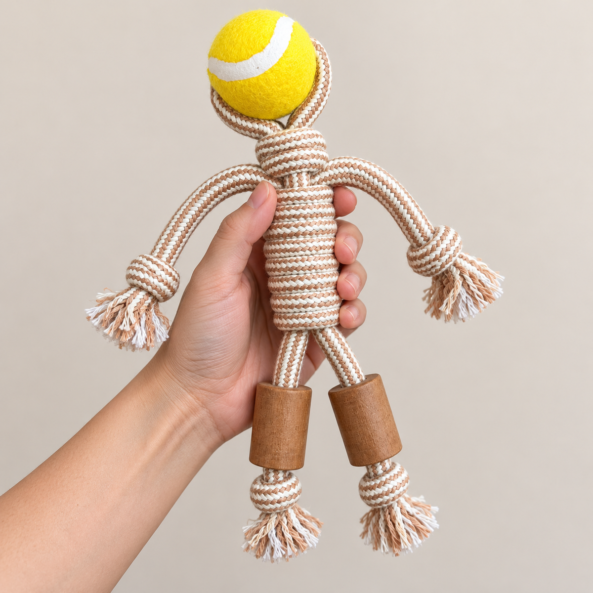 Coffee Wood Chew Rope Ranger Ball Dog Toy | SHAMTAM