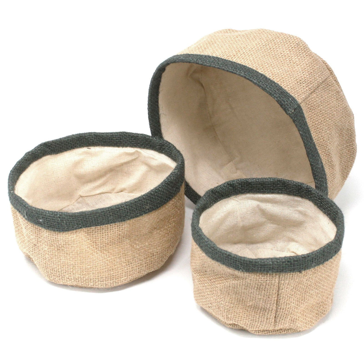 Natural Jute Baskets Set of 3 Charcoal