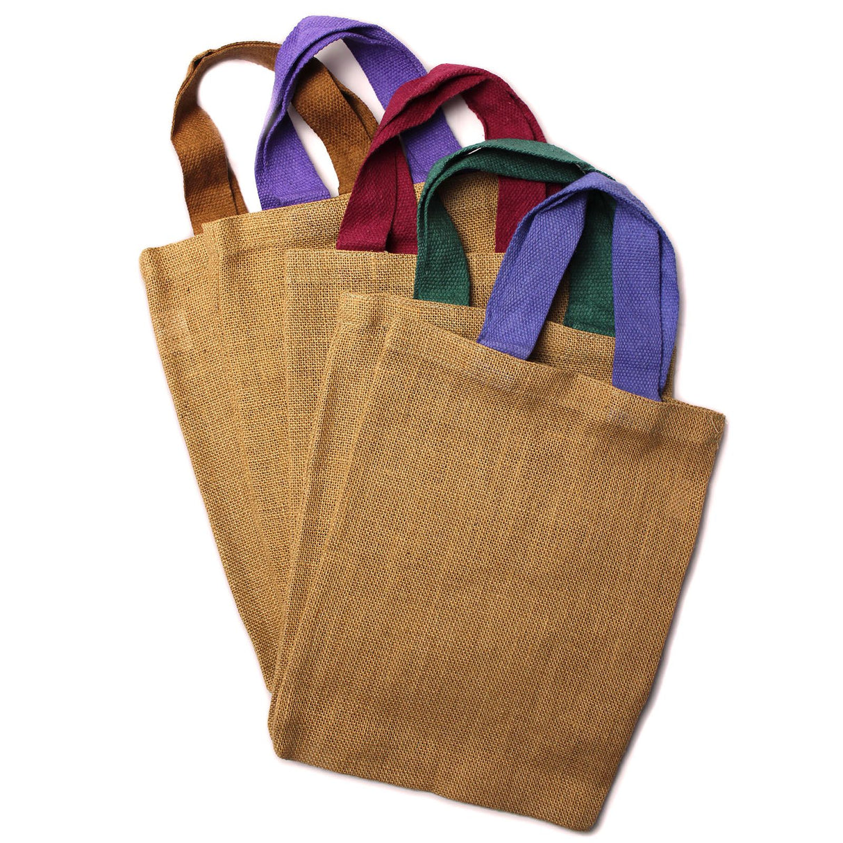 Bolsa de yute con asas rojas