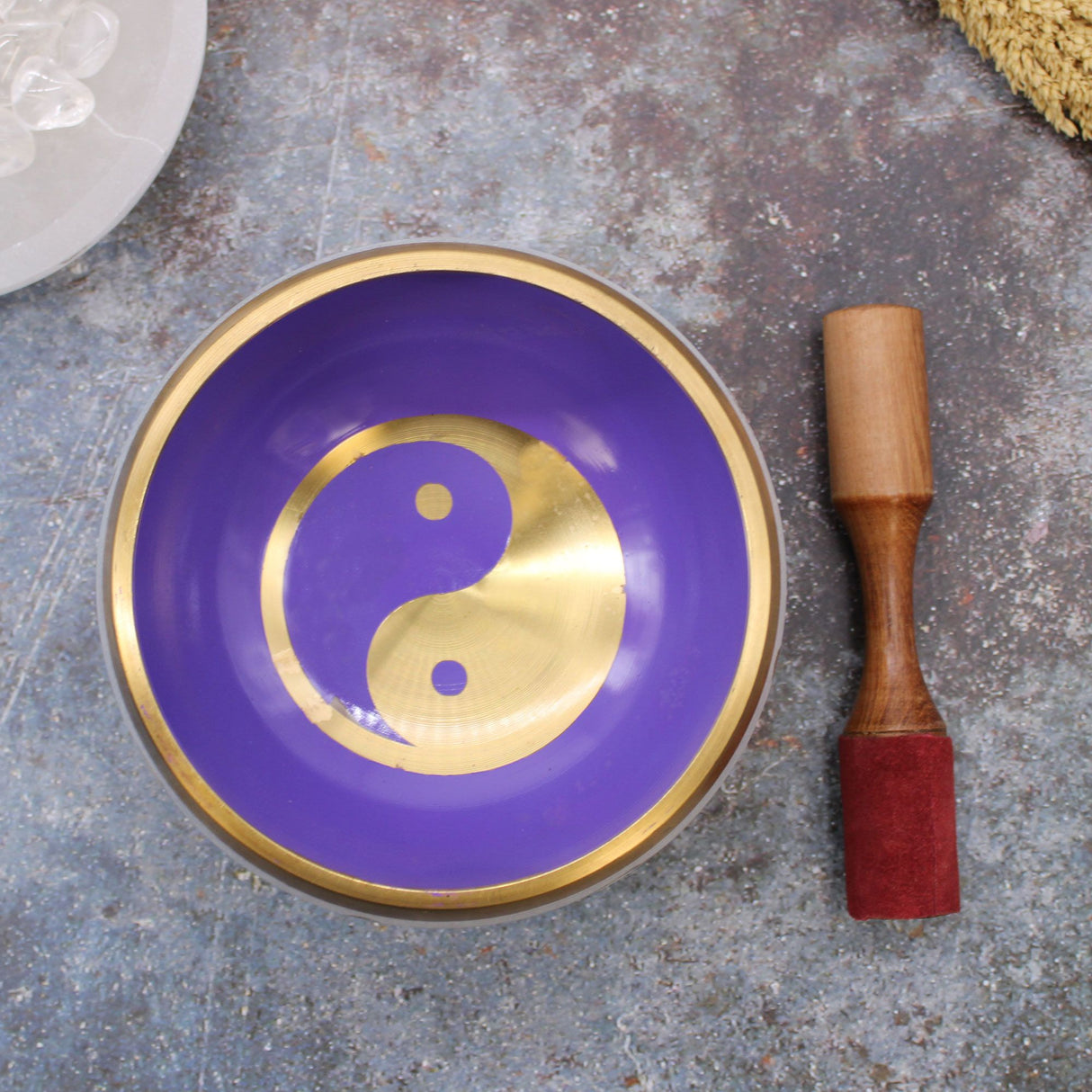Ensemble de bols chantants Yin Yang blanc violet 14cm