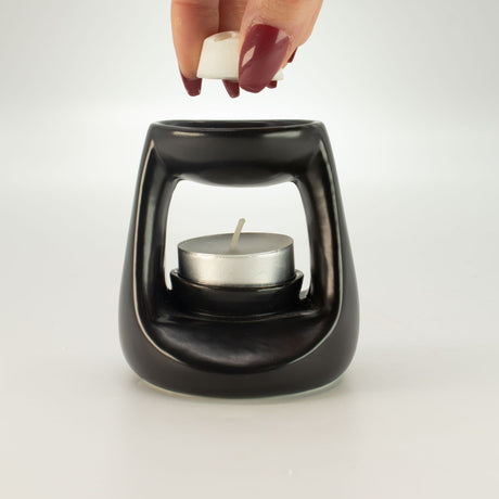 Quemador de Aceite Zen de Cerámica - Clásico Pequeño - Negro Mate