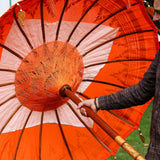 Handmade Balinese Orange Cotton Garden Parasol Umbrella 1.5m