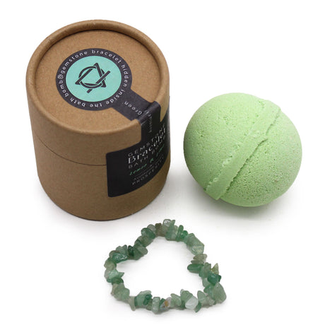 Bombe de bain avec bracelet en aventurine verte citron vert