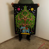Cotton Wall Art (70x110cm) – Elephant & Tree of Life