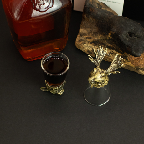 12 Woodland Animal Bottom-Up Shot Glasses, Antique Bronze