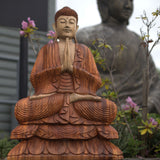 Buddha Statue Hand-Carved Suar Wood 80cm