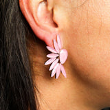 Soft Pink Vintage Glass Angel Wing Stud Earrings