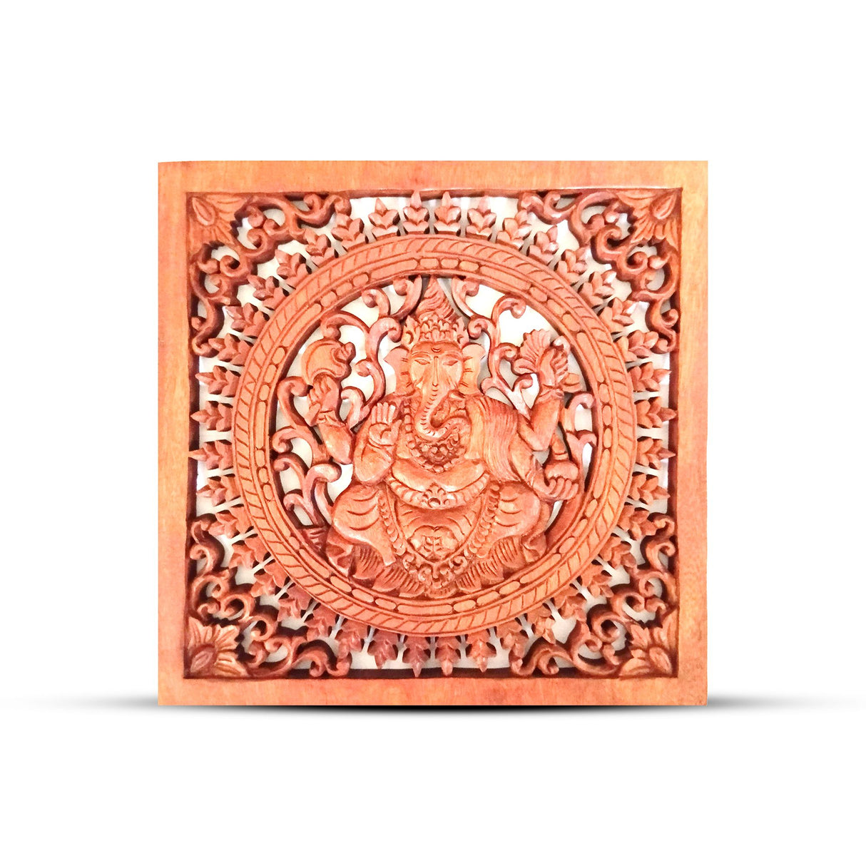 Ganesha-seinäpaneeli puuta 40x40 cm