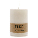 Pilaar Kaars Olijfwax 90x60 Wit
