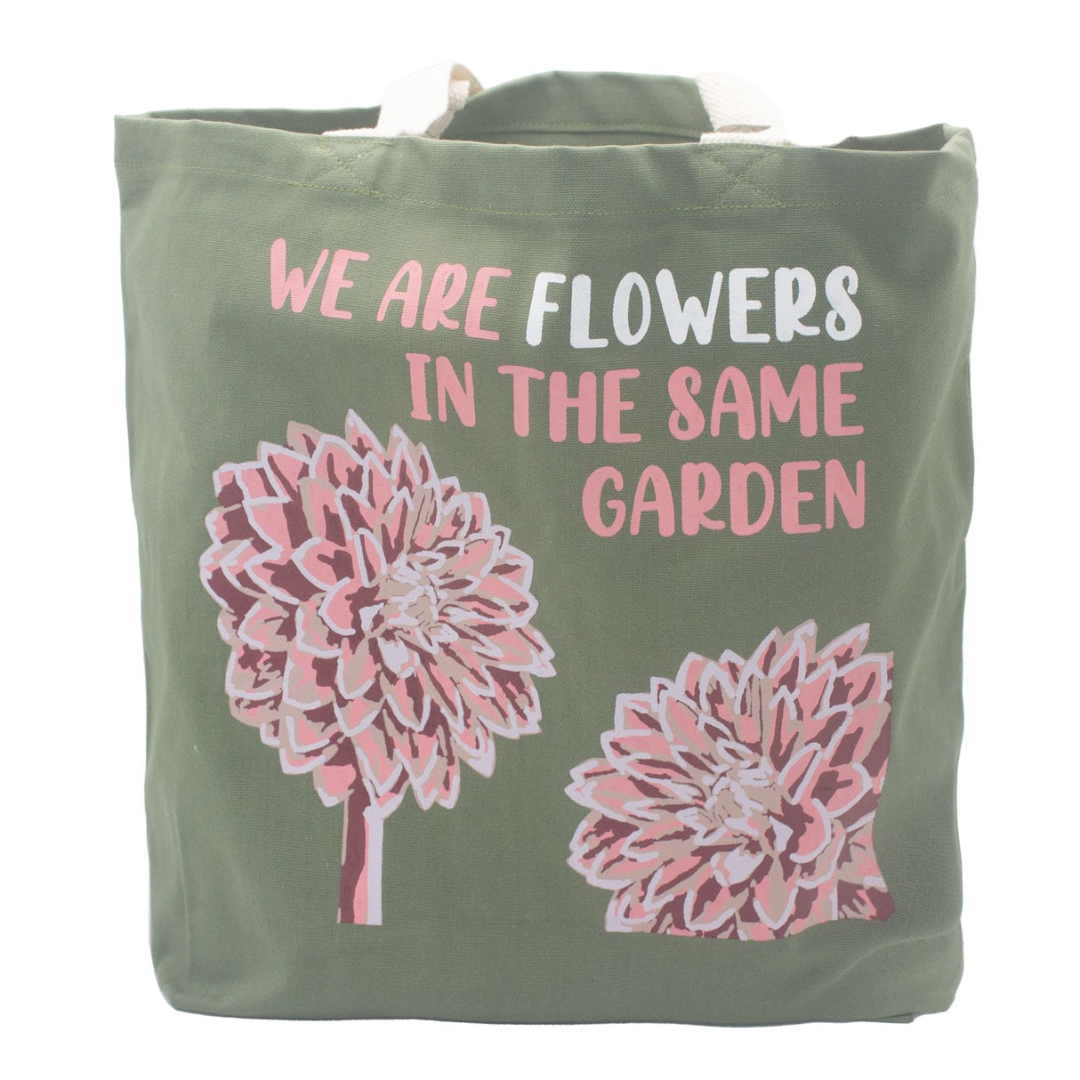 Tote Bag, Olive Printed Cotton