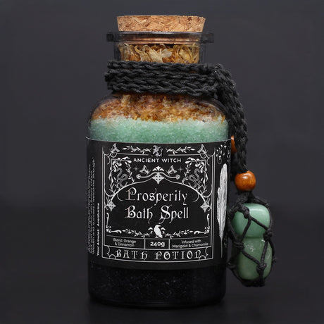 Poción de Baño de Hechizo de Bruja Antigua y Amuleto de Cristal de Aventurina – Prosperidad
