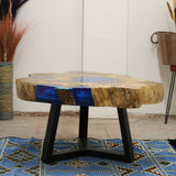 Coffee Table Tamarind Wood Sky Blue Resin