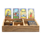 Čtyřkomorová krabička na tarot s držákem karet