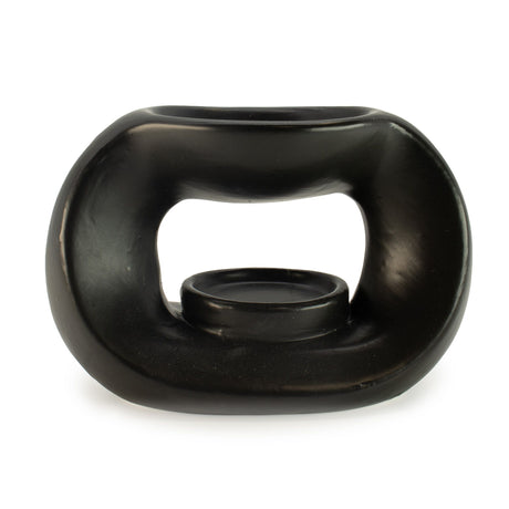 Quemador de Aceite Zen de Cerámica - Guijarro Ovalado - Negro Mate