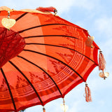 Handmade Balinese Orange Cotton Garden Parasol Umbrella 1.5m