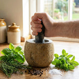 Pestello e Mortaio Decorativo in Pietra di Fiume Naturale - Piccolo