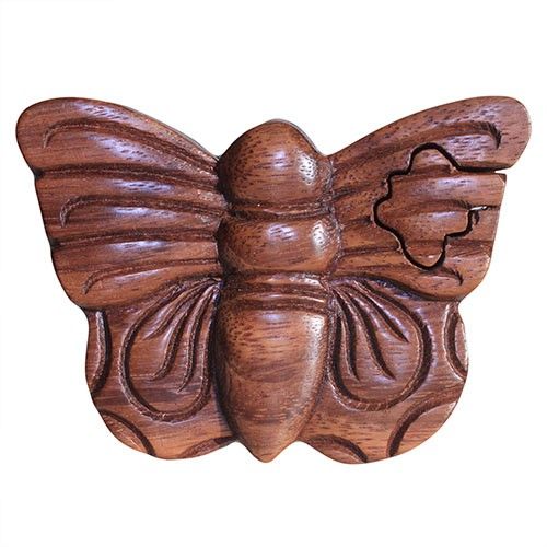 Wooden Puzzle Box With Secret Compartment – Butterfly
