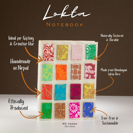 Zápisník Lokta Mini dlaždice – Stredný (15x12cm) – 45 listov – Prírodný