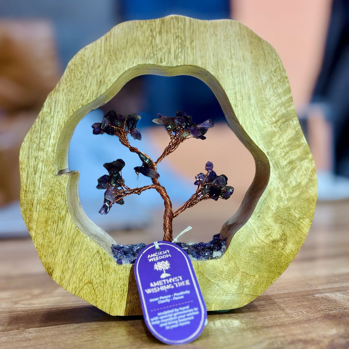 Amethyst Gemstone Tree Mango Wood Ring 60 Chips