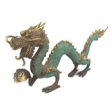 Estatua de Dragón de Latón Feng Shui con Bola – 27 cm