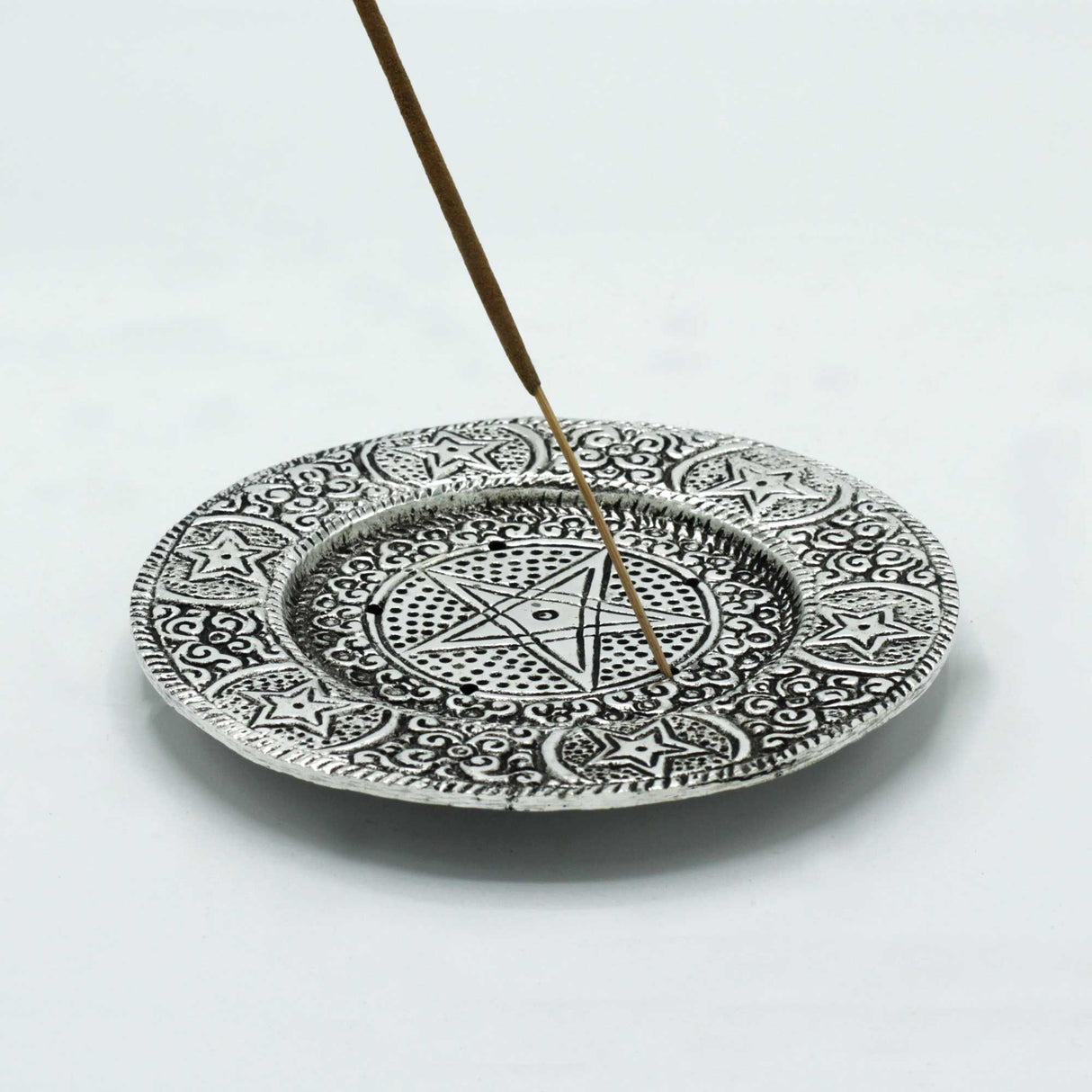 Pentagram Incense Holder Polished Aluminium 11.5cm