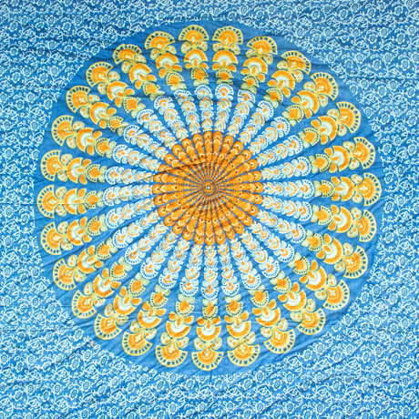 Beach Sarong Mandala Teal Orange Rayon
