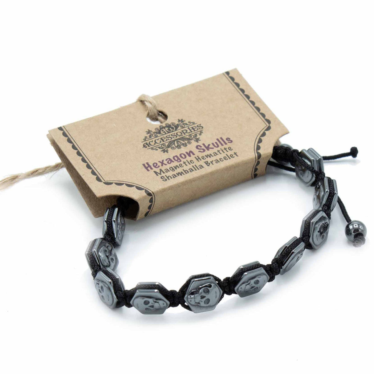 Μαγνητικό Βραχιόλι Αιματίτη Shamballa Εξάγωνες Κρανία
