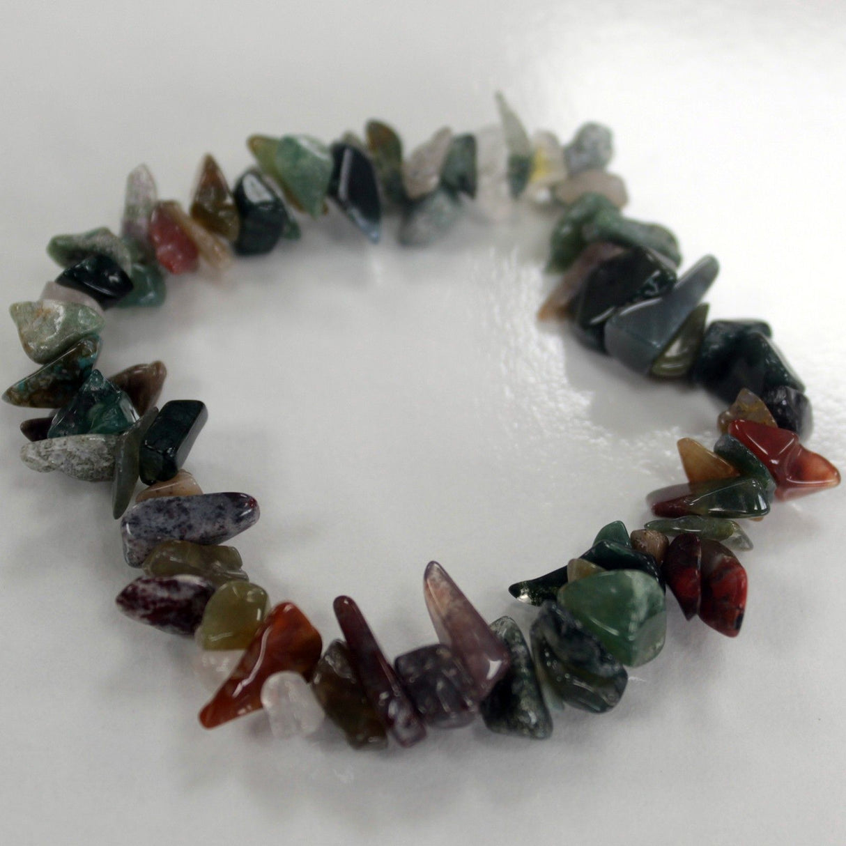 Moss Agate Stretch Bracelet Chip Beads