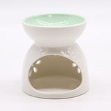 White Ceramic Oil Burner – Floral Teal Well