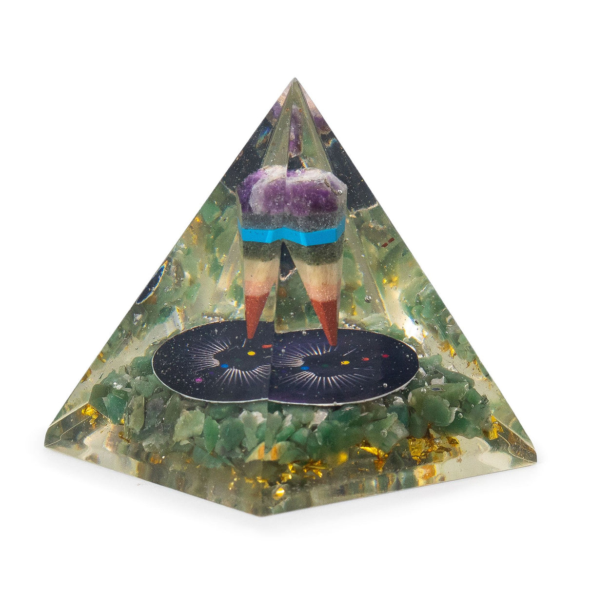 Med Orgonite Pyramids 7x6cm – Pendulum – Green Aventurine Chips