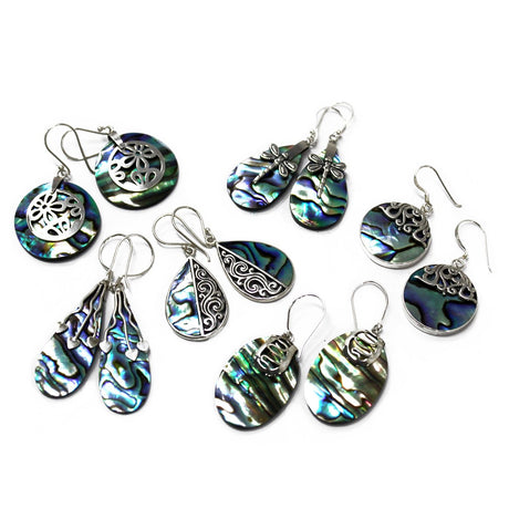 Sterling Silver Earrings, Abalone Shell Dragonfly Pair