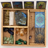 Čtyřkomorová krabička na tarot s držákem karet