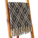 Plaid en coton bohème noir beige Regency 125x150cm