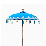 Balinese Turquoise Cotton Garden Parasol Umbrella 1.5m